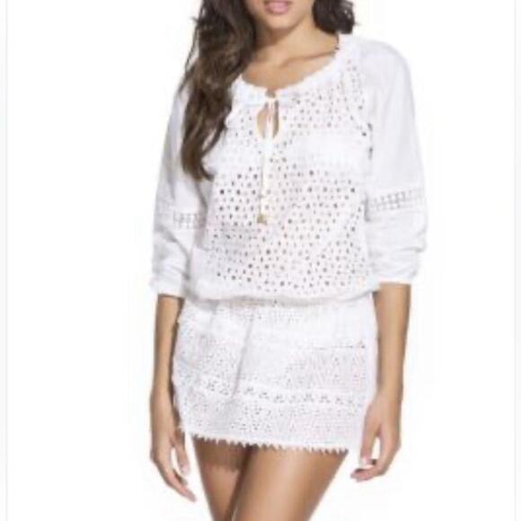 OndadeMar Dresses & Skirts - OndadeMar Swimwear dress Cotton Eyelet Tunic white cover up beach